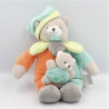 Doudou et compagnie musical ours gris bleu vert orange bébé
