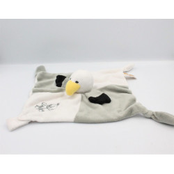 Doudou plat oiseau mouette grise blanche noir RODA