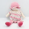 Doudou poupée chiffon robe blanche rose fleurs COROLLE