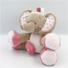 Doudou musical éléphant beige rose bleu fleurs NATTOU