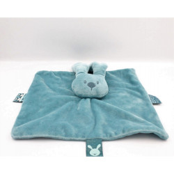 Doudou plat carré lapin bleu Lapidou NATTOU