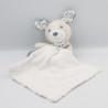 Doudou chien beige bleu blanc mouchoir cajou SUCRE D'ORGE