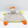 Doudou plat zèbre gris vert orange rayé MOTS D'ENFANTS