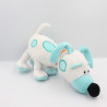 Doudou peluche chien Jollop blanc bleu Engie Benjy LANSAY