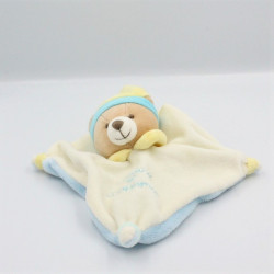 Doudou et compagnie plat ours blanc bleu ciel jaune