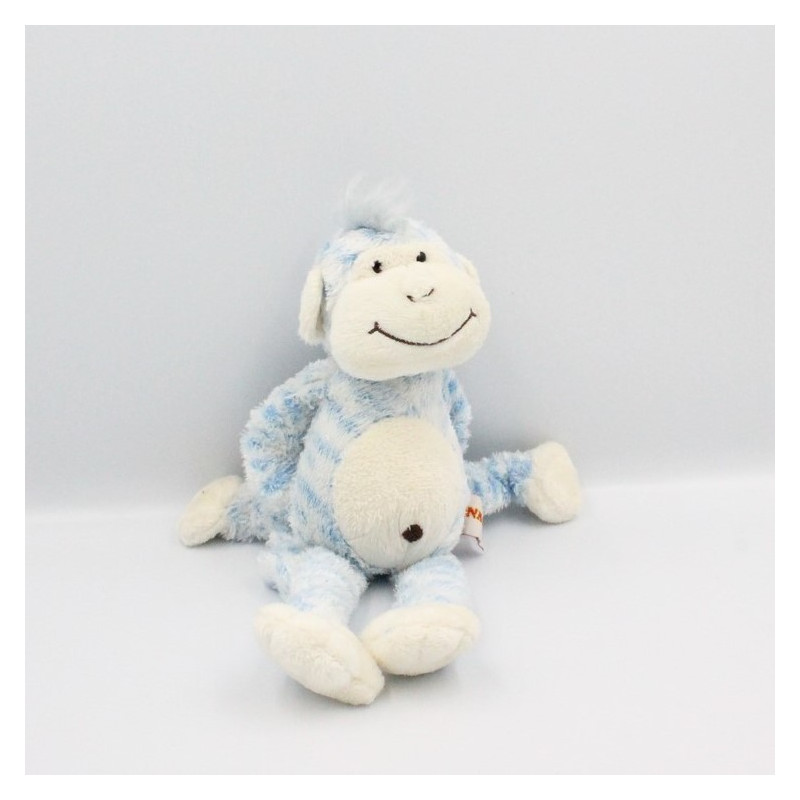 Doudou singe bleu blanc Monkeez GIPSY