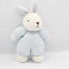 Doudou lapin blanc bleu NOUNOURS