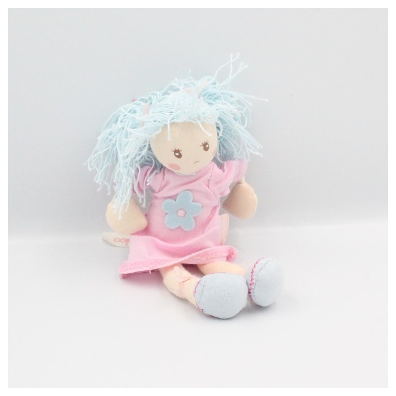 Doudou attache tétine poupée rose bleu KALOO
