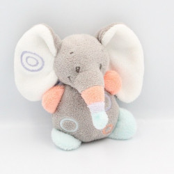 Doudou attache tétine éléphant gris orange bleu mauve Bubbles NATTOU