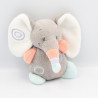 Doudou attache tétine éléphant gris orange bleu mauve Bubbles NATTOU