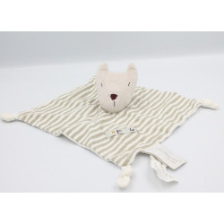 Doudou plat loup beige blanc rayé ORCHESTRA