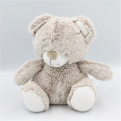 Doudou ours marron beige blanc TEX