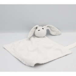 Doudou plat lapin blanc rayé gris SERGENT MAJOR