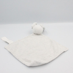 Doudou plat lapin blanc rayé gris SERGENT MAJOR