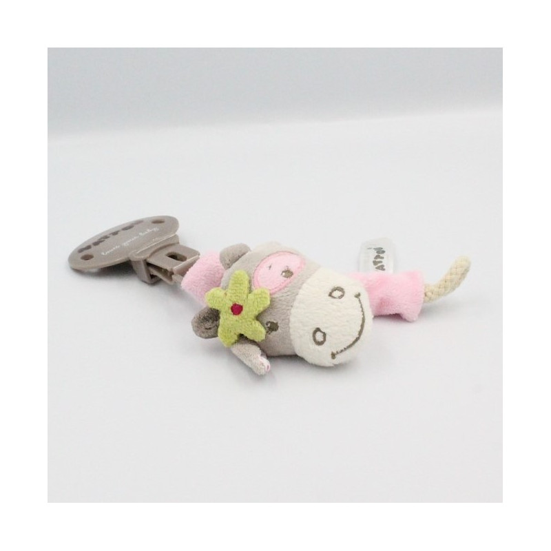 Attache tétine doudou girafe vache grise rose Alyzée NATTOU