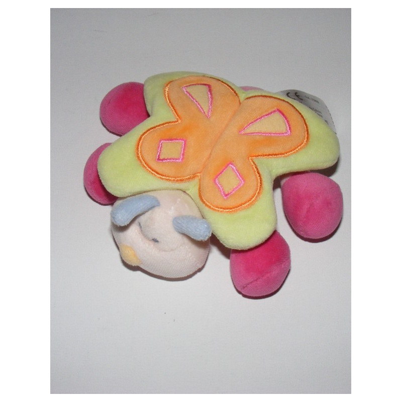 Doudou papillon vert rose orange KIABI