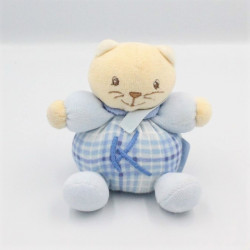 Mini Doudou chat bleu carreaux K KALOO