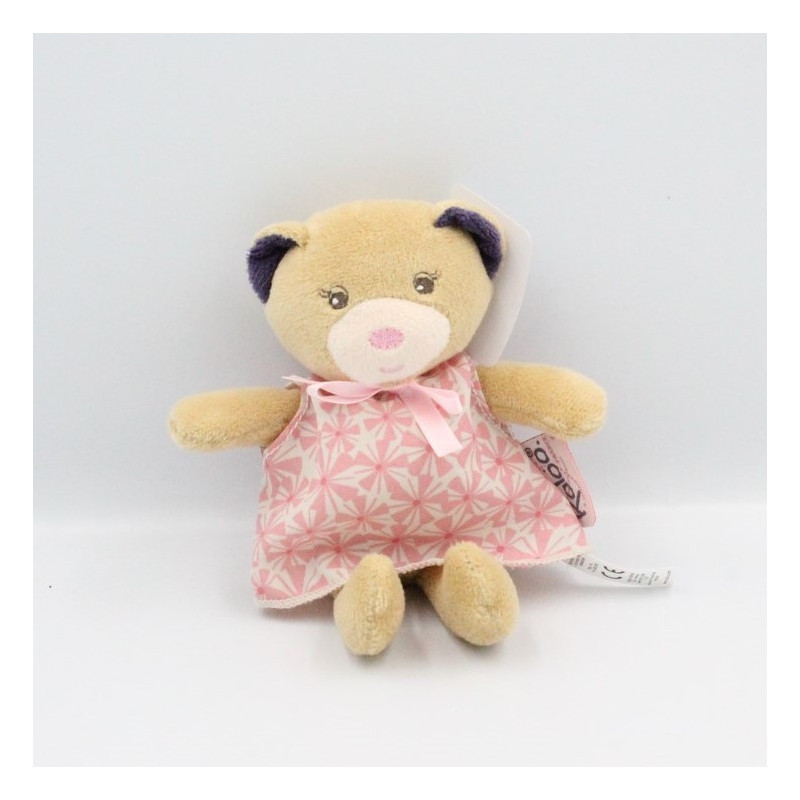 Mini Doudou ours beige rose violet Petite rose KALOO