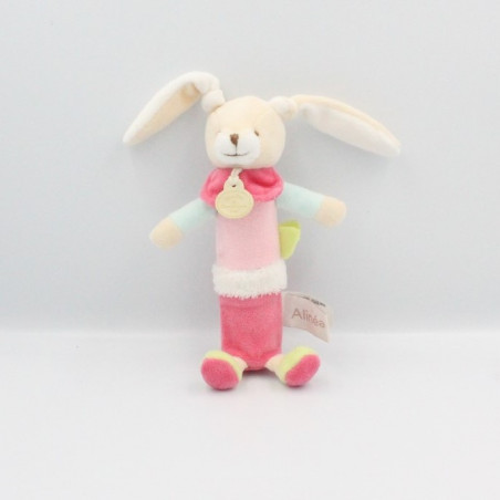Doudou et compagnie hochet baton lapin rose vert ALINEA