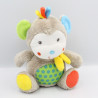 Doudou singe beige vert bleu rouge pois NICOTOY SIMBA TOYS