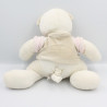 Doudou musical ours blanc beige rose VACO 34 cm