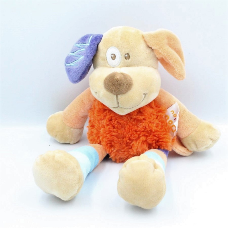 Doudou chien orange beige bleu violet DOUKIDOU