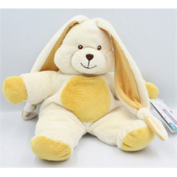 Doudou lapin blanc beige jaune GIPSY