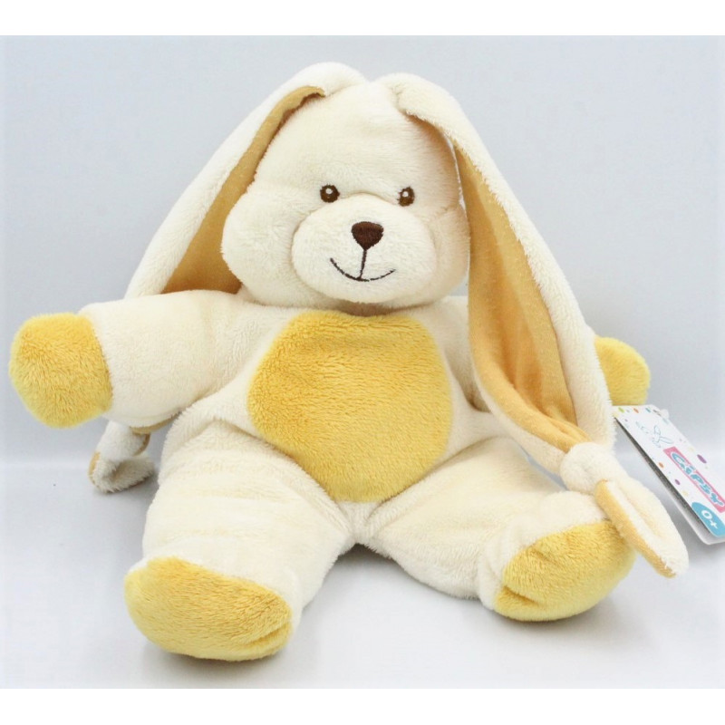 Doudou lapin blanc beige jaune GIPSY