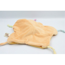 Doudou plat lapin blanc orange jaune abeille NICOTOY