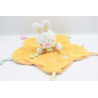 Doudou plat lapin blanc orange jaune abeille NICOTOY