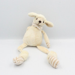 Doudou mouton blanc beige rayé LES PETITES MARIE