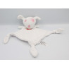 Doudou plat chien blanc rose coeurs CARREFOUR