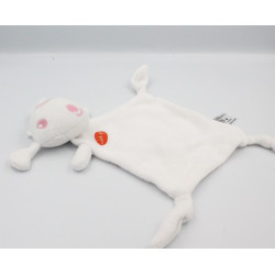 Doudou plat chien blanc rose coeurs CARREFOUR