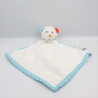 Doudou plat ours blanc bleu pois rayé rose orange Jurong ZD TRADING LOT DE 2