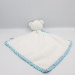 Doudou plat ours blanc bleu pois rayé rose orange Jurong ZD TRADING LOT DE 2