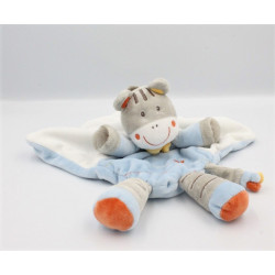 Doudou plat ane zébre blanc bleu gris oiseau KIABI NICOTOY