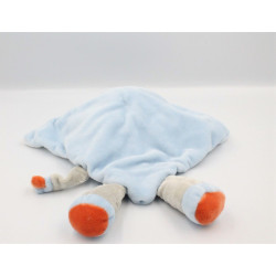 Doudou plat ane zébre blanc bleu gris oiseau KIABI NICOTOY