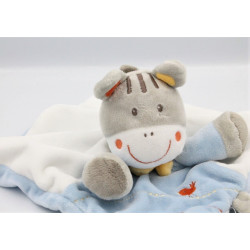 Doudou plat ane zébre blanc bleu gris oiseau KIABI NICOTOY