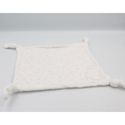 Doudou plat carré blanc rose étoiles nuages Everyday CARREFOUR