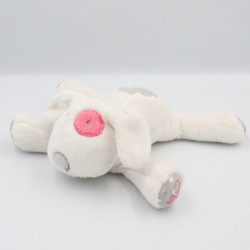 Doudou chien blanc gris rose cocard OBAIBI