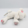 Doudou chien blanc gris rose cocard OBAIBI