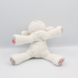 Doudou chien blanc gris rose cocard OBAIBI