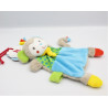 Doudou plat singe beige vert bleu rouge pois NICOTOY SIMBA TOYS