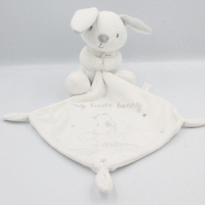 Doudou lapin blanc gris mouchoir Sweet Baby Dreams SIMBA TOYS KIABI