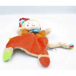 Doudou plat lion rouge beige bleu jaune rayé NICOTOY SIMBA TOYS