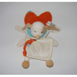 Doudou plat chien Hector orange blanc bleu Doudou et compagnie