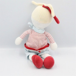 Doudou poupée fille bleu rayé rouge marin Sucre d'orge