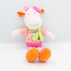 Doudou vache rose pois foulard vert chat jongleur MOTS D'ENFANTS LOT DE 2