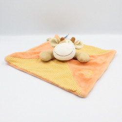 Doudou plat vache orange coeur MOTS D'ENFANTS