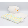 Doudou plat poisson blanc orange bleu vert rayé SIPLEC